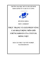 Báo cáo tốt nghiệp: Thực trạng và giải pháp nâng cao hoạt động môi giới chứng khoán tại CTCP CK Rồng Việt – Hội sở TPHCM