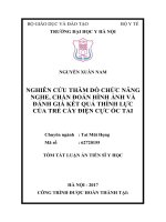 Nghiên cứu thăm dò chức năng nghe, chẩn đoán hình ảnh và đánh giá kết quả thính lực của trẻ cấy điện cực ốc tai