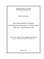 Quản trị danh mục tín dụng tại ngân hàng TMCP đầu tư và phát triển việt nam   chi nhánh hà tây 