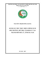 Đánh giá việc thực hiện chính sách bồi thường, hỗ trợ, tái định cư tại thành phố phủ lý, tỉnh hà nam (tt) 