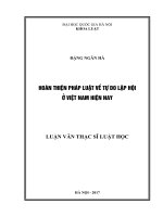 Hoàn thiện pháp luật về tự do lập hội ở việt nam hiện nay 