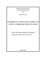 Tạo động lực cho người lao động tại công ty TNHH dược phẩm gia minh 
