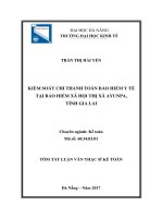 Kiểm soát chi thanh toán bảo hiểm y tế tại bảo hiểm xã hội thị xã ayunpa, tỉnh gia lai (tt) 