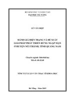 Đánh giá hiện trạng và đề xuất giải pháp phát triển rừng ngập mặn ở huyện núi thành, tỉnh quảng nam (tt) 