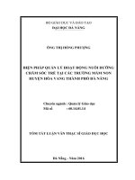 Biện pháp quản lý hoạt động nuôi dưỡng chăm sóc trẻ tại các trường mầm non huyện hòa vang thành phố đà nẵng (tt) 
