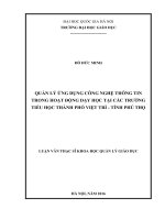 Quản lý ứng dụng công nghệ thông tin trong dạy học tại các trường tiểu học thành phố việt trì, tỉnh phú thọ 