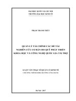 Quản lý tài chính các đề tài nghiên cứu cơ bản do quỹ phát triển khoa học và công nghệ quốc gia tài trợ 