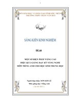 SKKN MỘT SỐ BIỆN PHÁP NÂNG CAO HIỆU QUẢ GIẢNG DẠY KỸ NĂNG NGHE MÔN TIẾNG ANH CHO HỌC SINH TRUNG HỌC