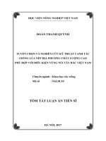 Tuyển chọn và nghiên cứu kỹ thuật canh tác giống lúa nếp địa phương chất lượng cao phù hợp với điều kiện vùng núi Tây Bắc Việt Nam (tt)