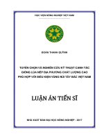 Tuyển chọn và nghiên cứu kỹ thuật canh tác giống lúa nếp địa phương chất lượng cao phù hợp với điều kiện vùng núi Tây Bắc Việt Nam (LA tiến sĩ)