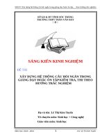 SKKN XÂY DỰNG HỆ THỐNG CÂU HỎI NGẮN TRONG GIẢNG DẠY HOẶC ÔN TẬP KIỂM TRA, THI THEO HƯỚNG TRẮC NGHIỆM