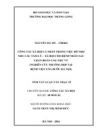 CÔNG tác xã hội cá NHÂN TRONG VIỆC hỗ TRỢ NHU cầu tâm lý   xã hội CHO BỆNH NHÂN SAU CHẨN đoán UNG THƯ vú (NGHIÊN cứu TRƯỜNG hợp tại BỆNH VIỆN UNG bướu hà nội) tt 