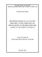 Đổi mới hoạt động của các tổ chức khoa học và công nghệ công lập theo xu hướng tự trị trong khoa học (nghiên cứu viện nghiên cứu hải quan) 
