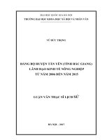 Đảng bộ huyện tân yên (tỉnh bắc giang) lãnh đạo kinh tế nông nghiệp từ năm 2006 đến năm 2015 