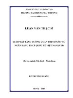 Giải pháp tăng cường Quản trị nợ xấu tại Ngân hàng TMCP Quốc Tế Việt Nam (VIB) (LV thạc sĩ)