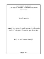 Nghiên cứu chức năng tác động của diễn ngôn (trên tư liệu diễn văn chính trị tiếng việt) 
