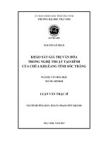 Khảo sát giá trị văn hóa trong nghệ thuật tạo hình của chùa khléang tỉnh sóc trăng (tt) 