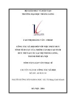 CÔNG tác xã hội đối với VIỆC PHÁT HUY TÍNH TÍCH cực của NHÓM cán bộ CAO TUỔI hưu TRÍ tại câu lạc bộ THĂNG LONG, THÀNH PHỐ hà nội tt 