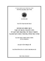 Đánh giá hiệu quả sử dụng nguồn vốn từ quỹ hỗ trợ phụ nữ phát triển tại huyện châu thành, tỉnh trà vinh 