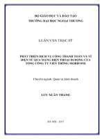 Phát triển dịch vụ cổng thanh toán và ví điện tử qua mạng điện thoại di động của Tổng công ty Viễn thông MobiFone (LV thạc sĩ)