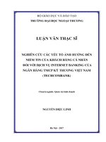 Nghiên cứu các yếu tố ảnh hưởng đến niềm tin của khách hàng cá nhân đối với dịch vụ Internet banking của Ngân hàng TMCP Kỹ Thương Việt Nam (Techcombank) (LV thạc sĩ)