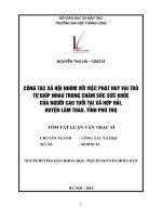 Công tác xã hội nhóm với việc phát huy vai trò tự giúp nhau trong chăm sóc sức khỏe của người cao tuổi tại xã hợp hải, huyện lâm thao, tỉnh phú thọ tt 