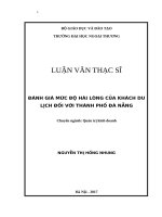 Đánh giá mức độ hài lòng của khách du lịch đối với  Thành phố Đà Nẵng (LV thạc sĩ)