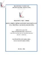 HOÀN THIỆN CHÍNH SÁCH đãi NGỘ NHÂN lực của TRƯỜNG CAO ĐẲNG hải DƯƠNG tt 