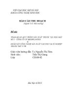 báo cáo thực tập ngành y tế môi trường THAM QUAN QUY TRÌNH sản XUẤT THUỐC tại NHÀ máy số 2 – CÔNG TY CP MEDIPLANTEX   KHẢO sát CÔNG NGHỆ sản XUẤT VACCINE tại xí NGHIỆP THUỐC THÚ y TW 