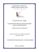 GIẢI PHÁP PHÁT TRIỂN NGÀNH DU LỊCH TRÊN địa bàn TỈNH hải DƯƠNG tt 