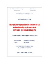 HIỆU QUẢ HUY ĐỘNG VỐN TIỀN GỬI DÂN CƯ TẠI NGÂN HÀNG ĐẦU TƯ VÀ PHÁT TRIỂN VIỆT NAM  CHI NHÁNH QUẢNG TRỊ (LV thạc sĩ)