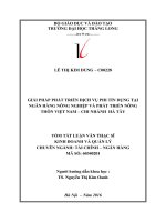 GIẢI PHÁP PHÁT TRIỂN DỊCH vụ PHI tín DỤNG tại NGÂN HÀNG NÔNG NGHIỆP và PHÁT TRIỂN NÔNG THÔN VIỆT NAM – CHI NHÁNH hà tây tt 