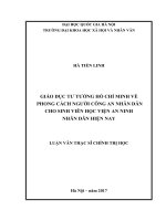 Giáo dục tư tưởng hồ chí minh về phong cách người công an nhân dân cho sinh viên học viện an ninh nhân dân hiện nay 