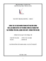 Công tác xã hội nhóm trong hỗ trợ đời sống của lao động nữ di cư từ nông thôn ra thành phố tại phường yên hòa, quận cầu giấy, thành phố hà nội tt 