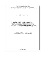 Chất lượng nguồn nhân lực cán bộ hội phụ nữ cơ sở hiện nay (nghiên cứu trường hợp tỉnh hà nam) 