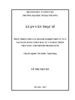 Phát triển cho vay doanh nghiệp nhỏ và vừa tại Ngân hàng TMCP Đầu tư và Phát triển Việt Nam – chi nhánh Thanh Xuân (LV thạc sĩ)