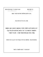 HIỆU QUẢ HUY ĐỘNG VỐN TIỀN GỬI DÂN CƯ TẠI NGÂN HÀNG ĐẦU TƯ VÀ PHÁT TRIỂN VIỆT NAM  CHI NHÁNH QUẢNG TRỊ (tt)
