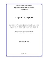 Tạo động lực làm việc cho người lao động tại Công ty TNHH Việt Phát Thăng Long (LV thạc sĩ)