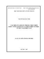Vai trò của báo in trong thực hiện chức năng giám sát và phản biện xã hội ở Việt Nam hiện nay (khảo sát báo Nhân Dân, báo Lao Động, báo Thanh Niên, báo Xây Dựng).