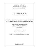 Giải pháp phát triển hoạt động thanh toán quốc tế tại Ngân hàng thương mại cổ phần Bưu điện Liên Việt (LV thạc sĩ)