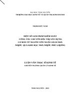 Một Số Giải Pháp Kiểm Soát Công Tác Chi Vốn Đầu Tư Xây Dựng Cơ Bản Từ Nguồn Vốn Ngân Sách Nhà Nước Qua Kho Bạc Nhà Nước Phú