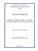 Nghiên cứu Chính sách tiền tệ lạm phát mục tiêu và khả năng áp dụng tại Việt Nam (LV thạc sĩ)