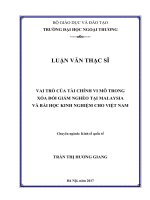 Vai trò của tài chính vi mô trong xóa đói giảm nghèo tại Malaysia và bài học kinh nghiệm cho Việt Nam (LV thạc sĩ)