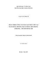 Hoàn thiện công tác đào tạo nhân viên tại Ngân hàng thương mại cổ phần Tiên Phong (TPBank)  chi nhánh Hà Nội (LV thạc sĩ)