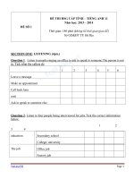 Bộ đề và đáp án thi HSG môn tiếng anh lớp 11 cấp tỉnh TP