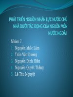 PHÁT TRIỂN NGUỒN NHÂN lực nước CHỦ NHÀ dưới tác ĐỘNG của NGUỒN vốn nước NGOÀI