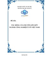 TÁC ĐỘNG của FDI tới LIÊN kết NGÀNH CÔNG NGHIỆP ô tô VIỆT NAM