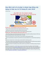 Quy định mới về xử phạt vi phạm hợp đồng xây dựng có hiệu lực từ 15 tháng 01 năm 2018