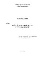 MÔI TRƯỜNG đầu tư của nước NHẬN đầu tư