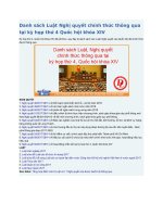 Danh sách luật nghị quyết chính thức thông qua tại kỳ họp thứ 4 quốc hội khóa XIV